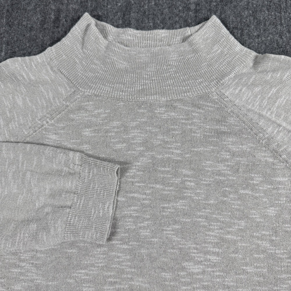 Eileen Fisher Womens L Gray Organic Linen Cotton Mock Neck Sweater Pullover